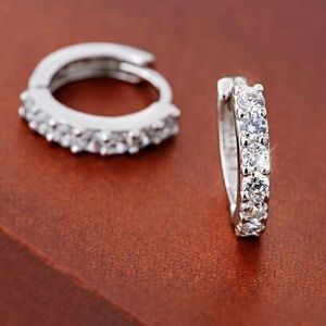 Sterling Silver Plated AAA CZ Huggie Earrings
